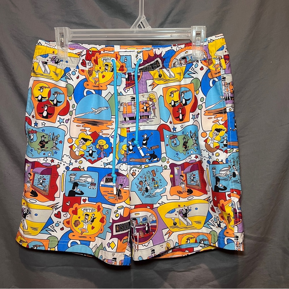 Original Penguin Colorful Graphic Men's Swim Trunks - Medium